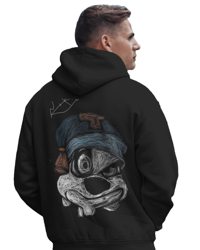 Scribble Cartoon Oversized Hooded Sweatshirt