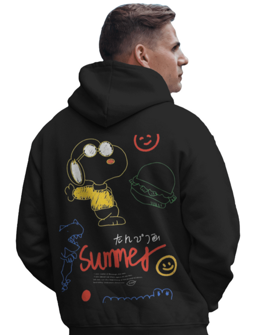 Scribble Art Oversized Hooded Sweatshirt