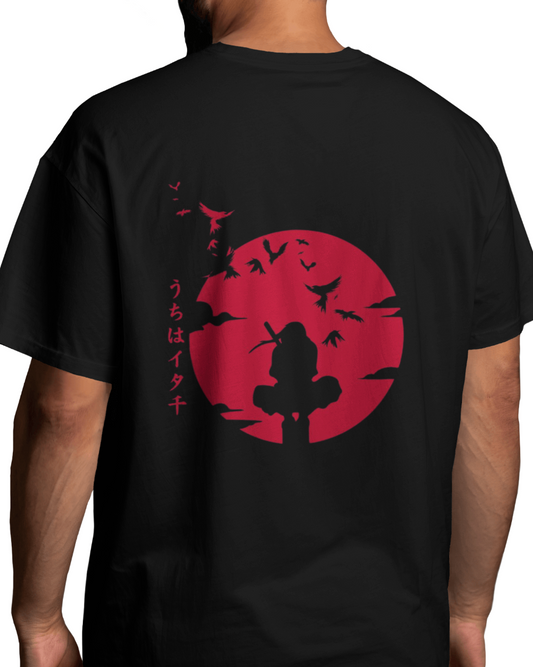 Red Moon Uchiha Itachi Oversized Terry T-Shirt